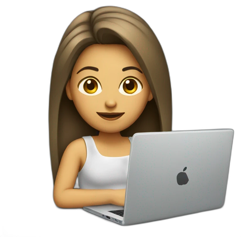Mujer con laptop mac emoji