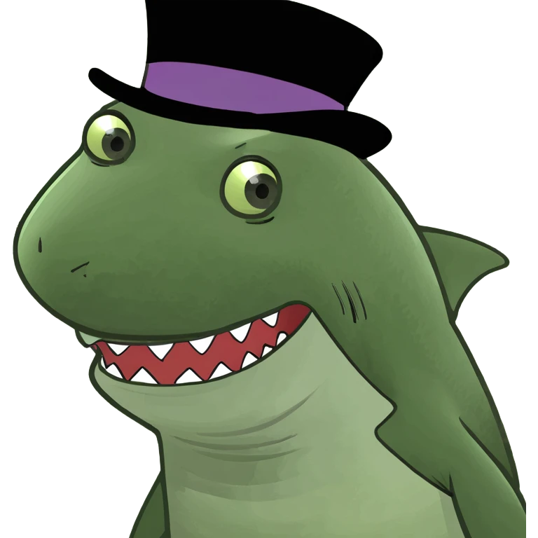 Shark with a top hat emoji
