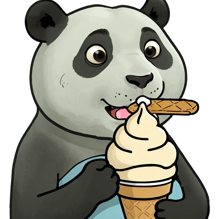 Panda eating ice cream emoji