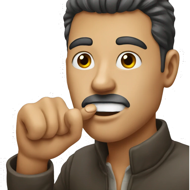 A Guy , with a foreigner hand on his mouth emoji