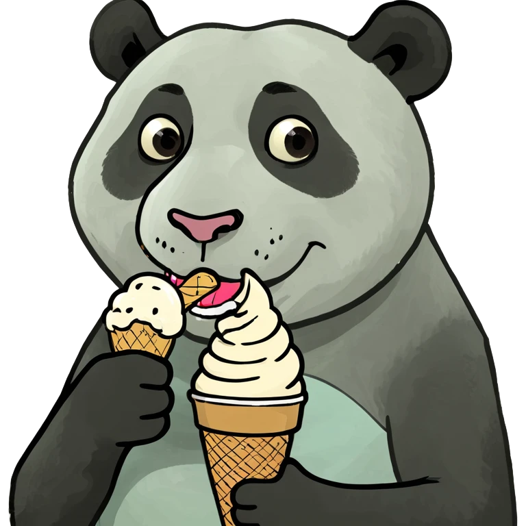 Panda eating ice cream emoji