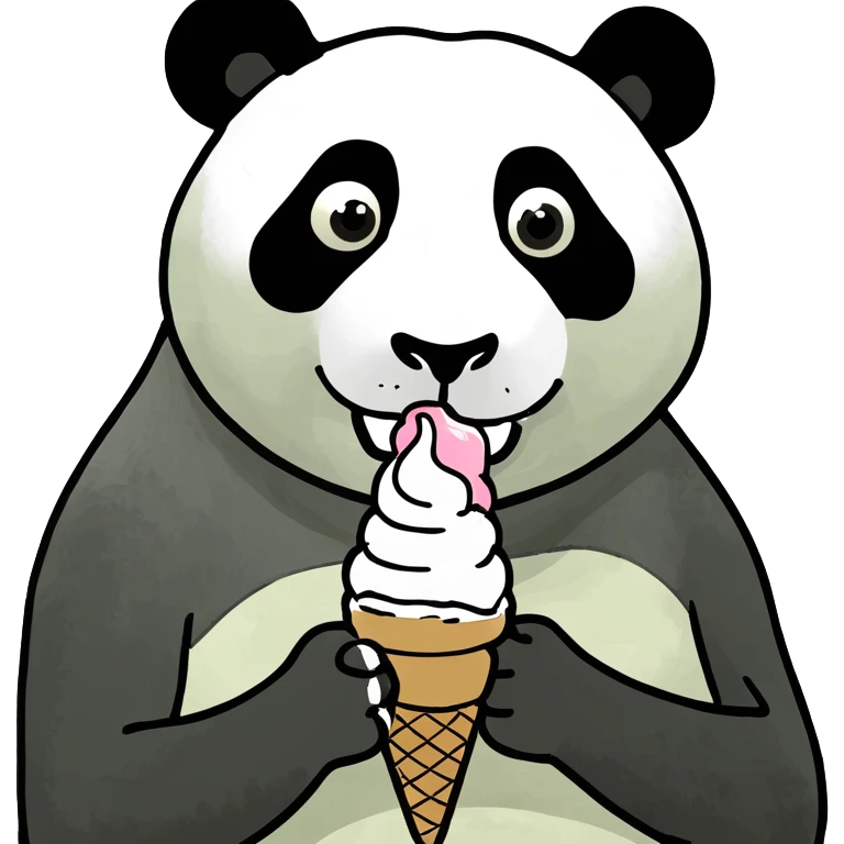 Panda eating ice cream emoji