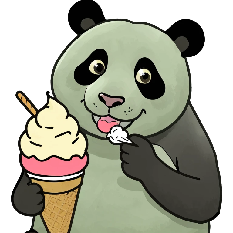 Panda eating ice cream emoji
