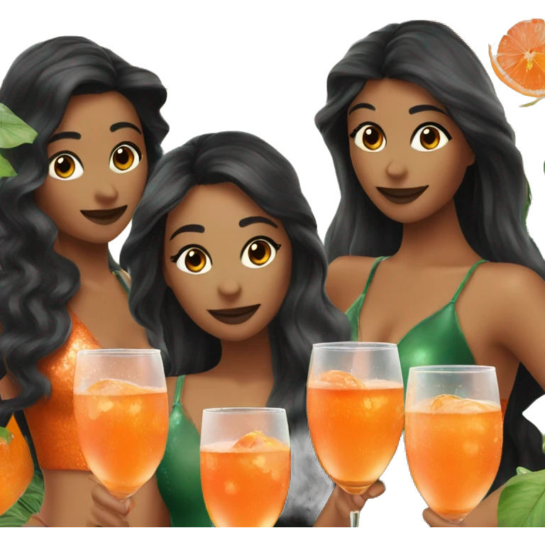 Three beautiful mermaids drinking aperol emoji