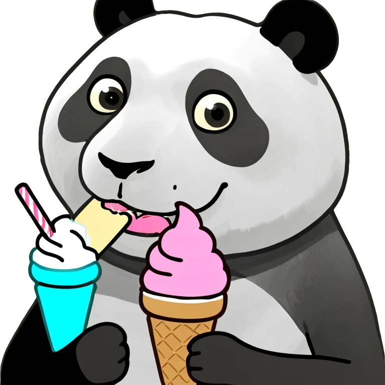 Panda eating ice cream emoji