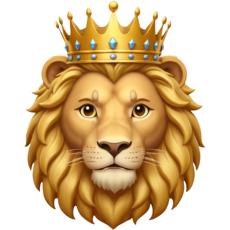 king lion portrait, head and shoulders only, golden crown, royal mane, confident majestic expression, fantasy royalty vibe, 3D cartoon, mobile game icon style, clean background, no text, no watermark
 emoji