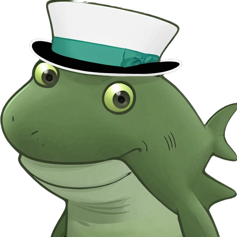 Shark with a top hat emoji