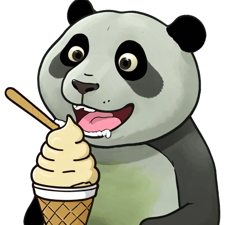 Panda eating ice cream emoji