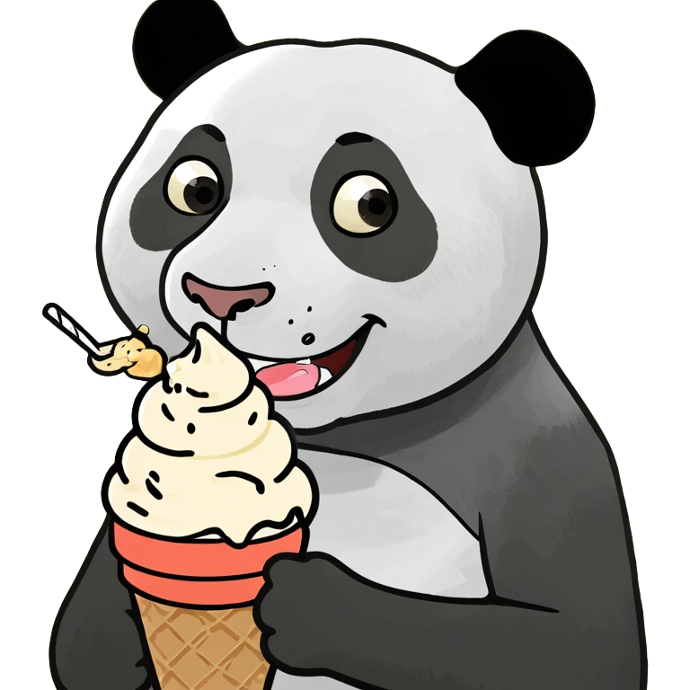 Panda eating ice cream emoji