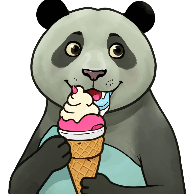 Panda eating ice cream emoji