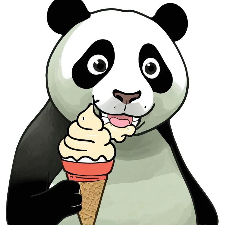 Panda eating ice cream emoji