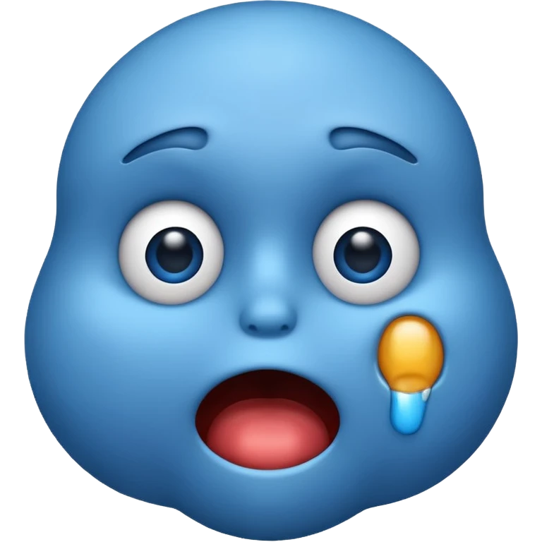 A blue emoji face with the expression of a nervous gulp emoji