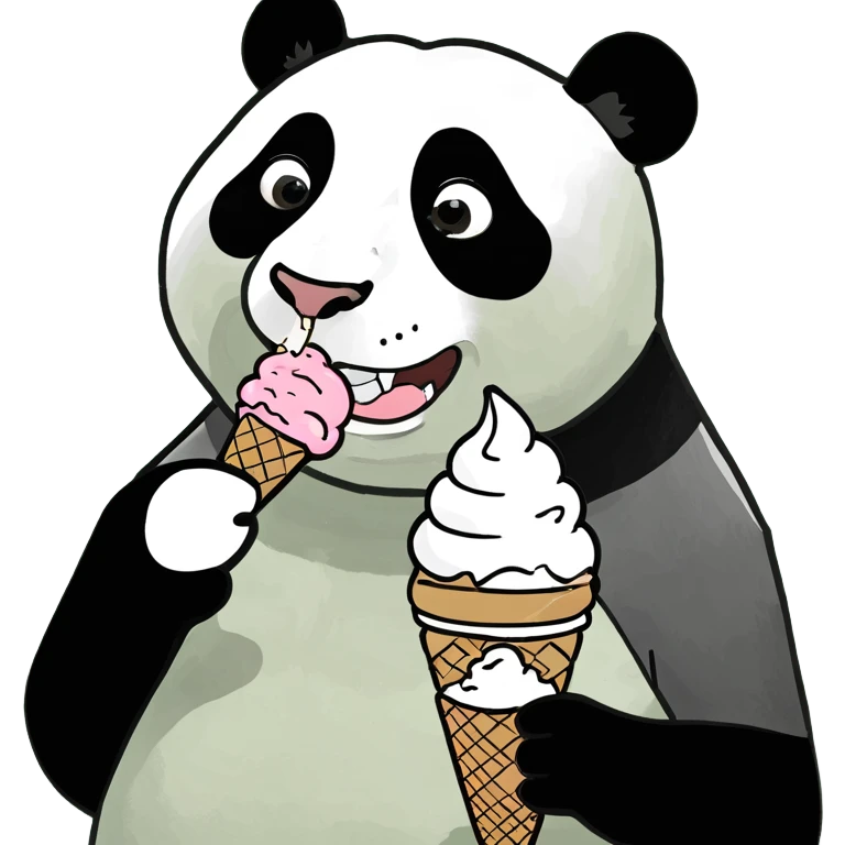 Panda eating ice cream emoji