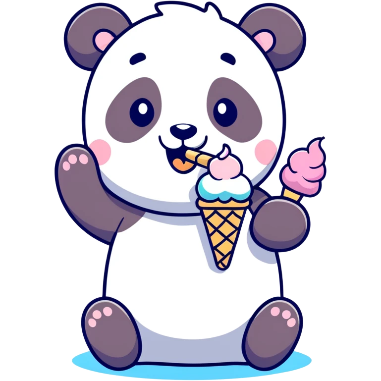 Panda eating ice cream emoji
