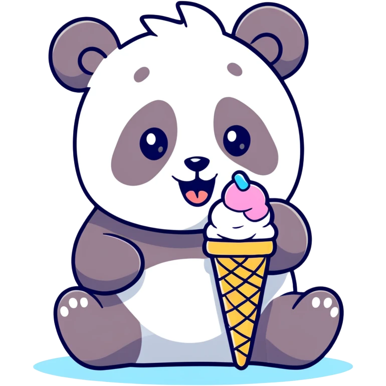Panda eating ice cream emoji