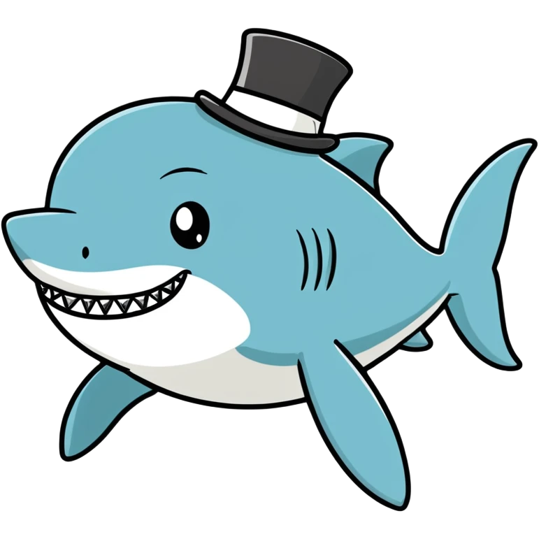 Shark with a top hat emoji