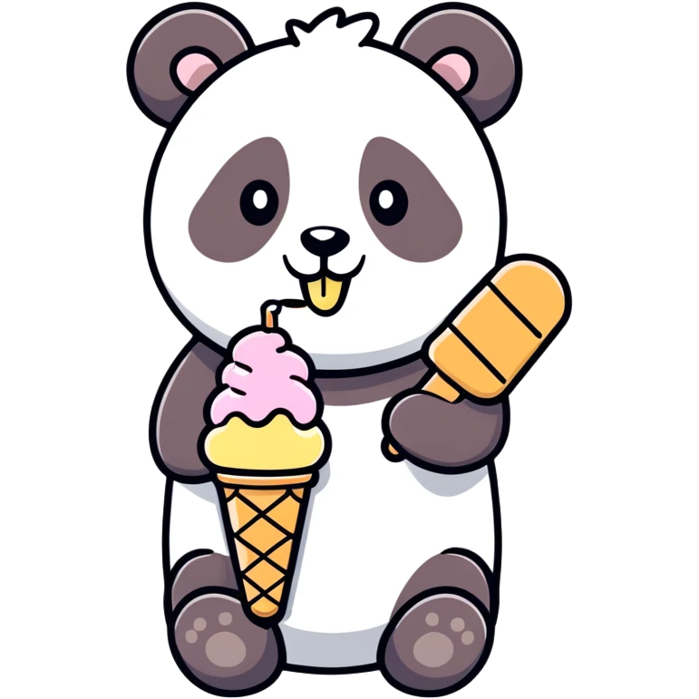 Panda eating ice cream emoji