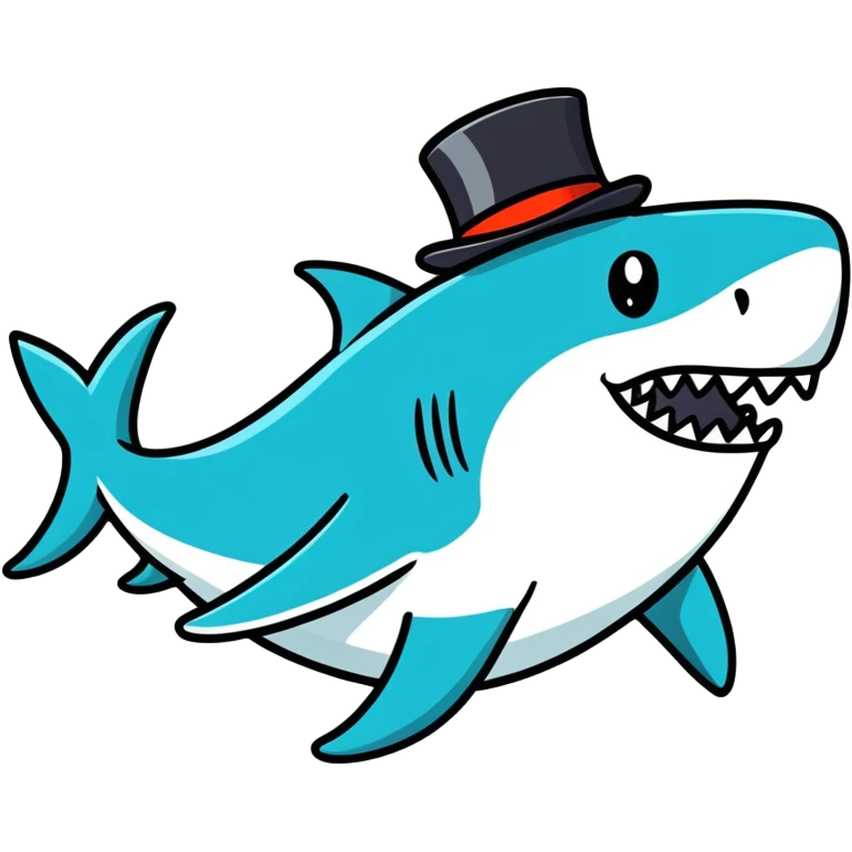 Shark with a top hat emoji
