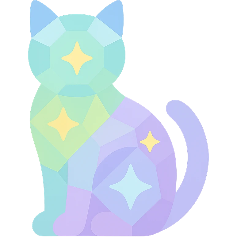 cat made of sparkling gems, color icon emoji