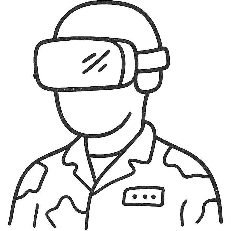 A military man wearing a VR helmet emoji