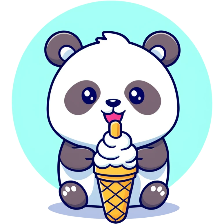 Panda eating ice cream emoji