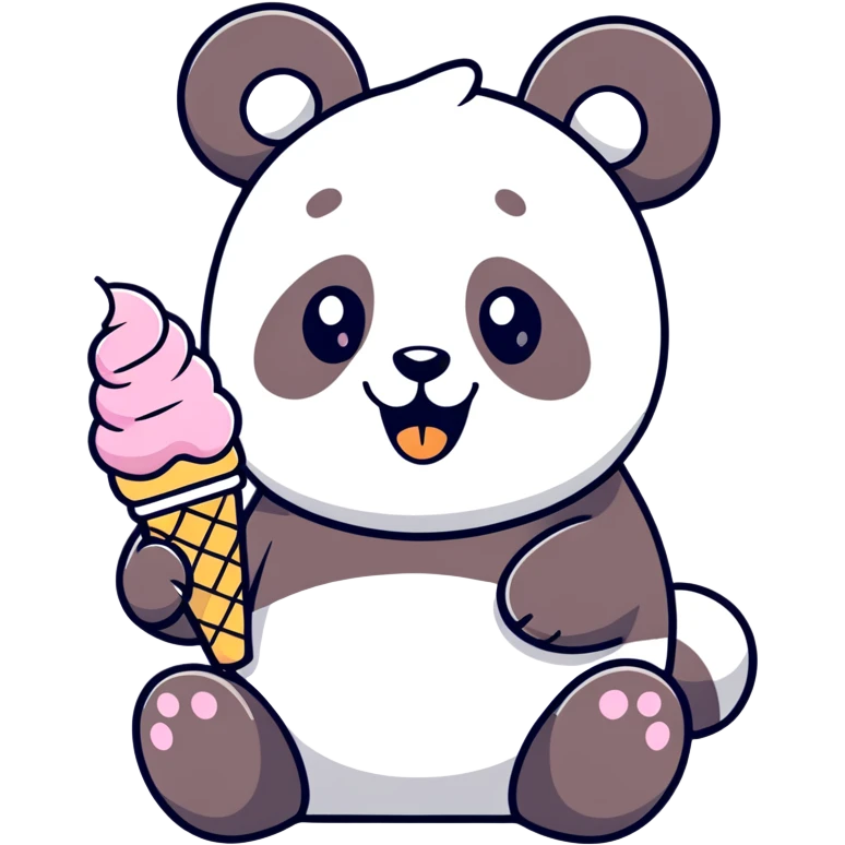 Panda eating ice cream emoji