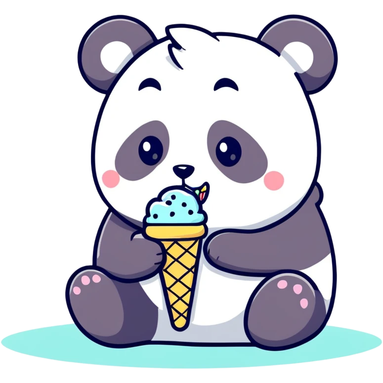 Panda eating ice cream emoji