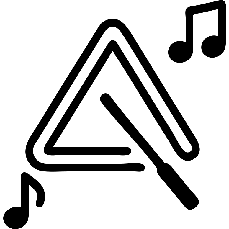triangle instrument with musical notes around it emoji