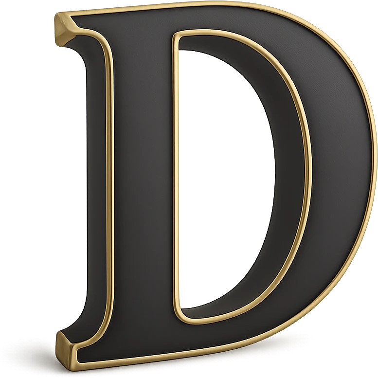 bold and clear letter D in 3D black style emoji