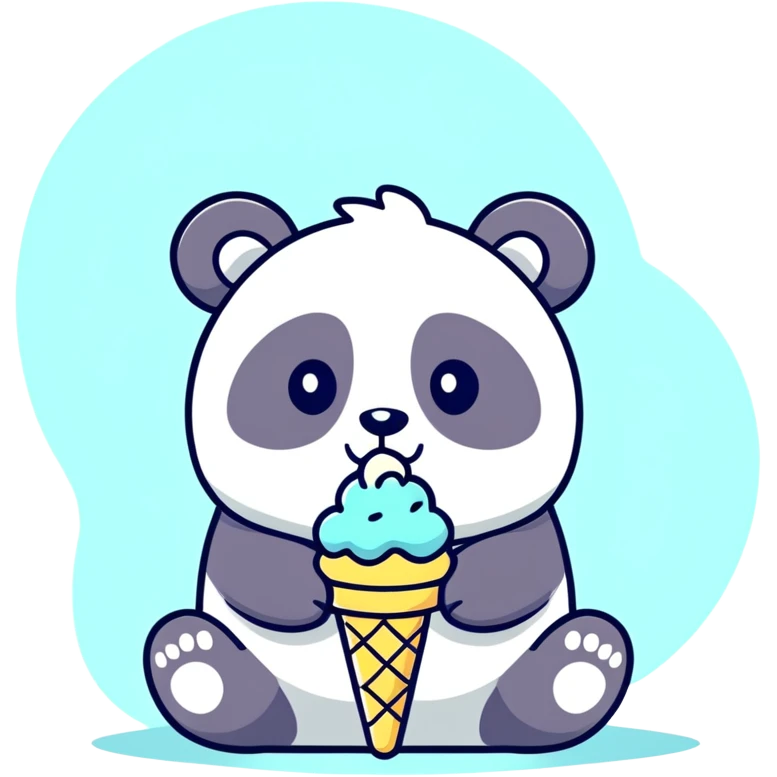 Panda eating ice cream emoji