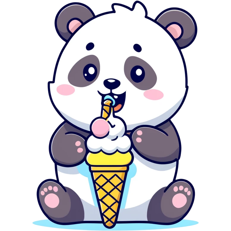 Panda eating ice cream emoji