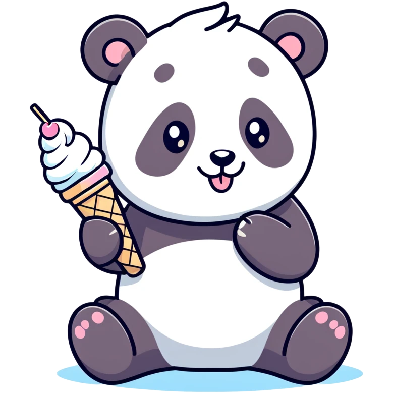 Panda eating ice cream emoji