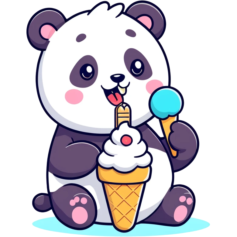 Panda eating ice cream emoji