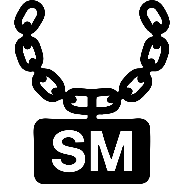 A rapper chain with the inscription SM emoji