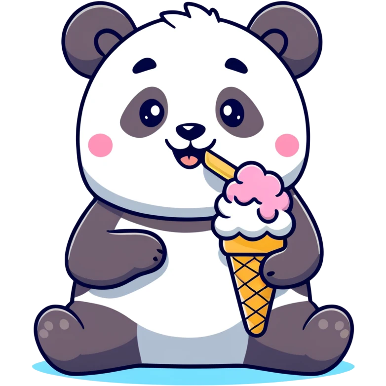 Panda eating ice cream emoji