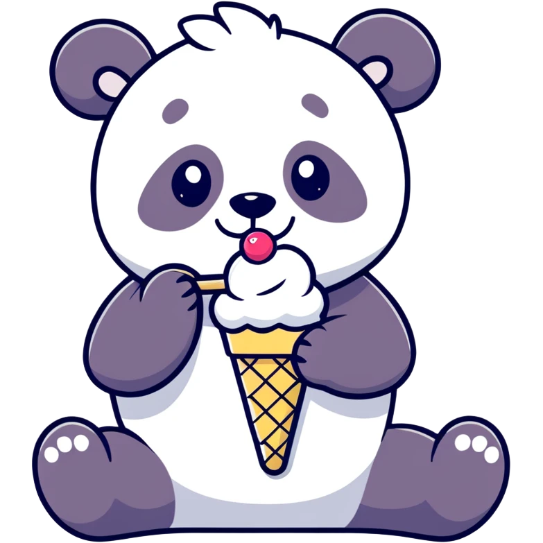 Panda eating ice cream emoji