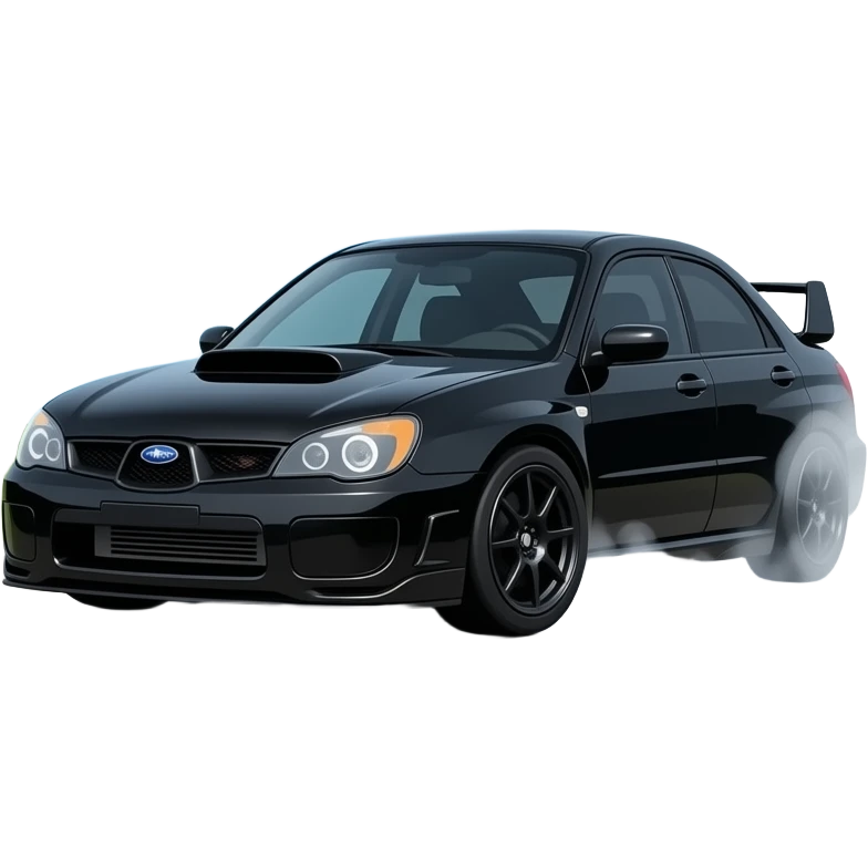 A 2003 WRX sti doing burnouts all black emoji