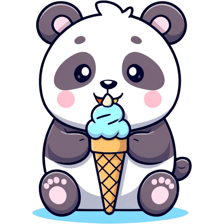 Panda eating ice cream emoji