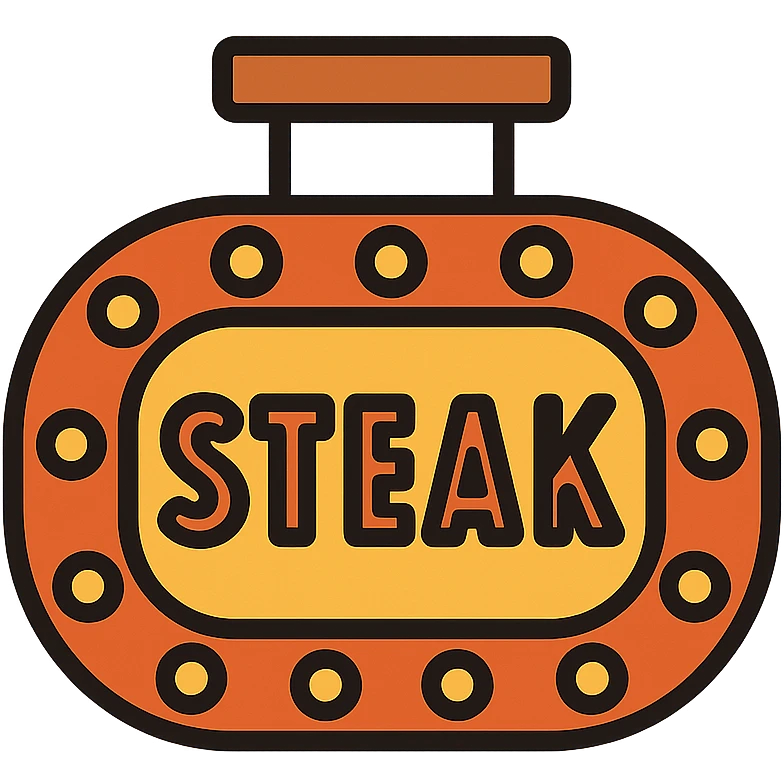 classic steakhouse sign, warm lighting emoji