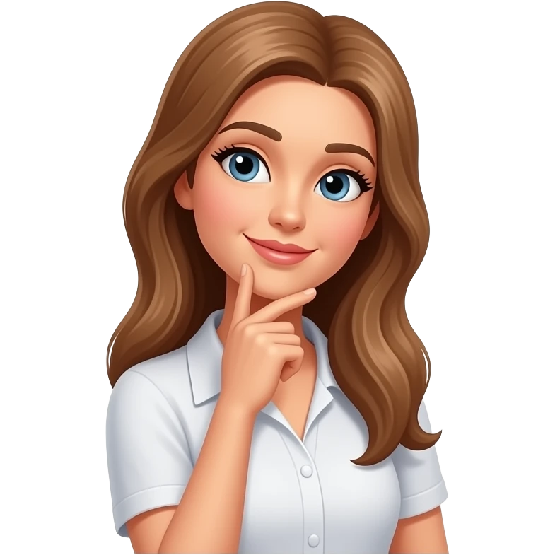 A woman thinking, above her is a speaking bubble emoji