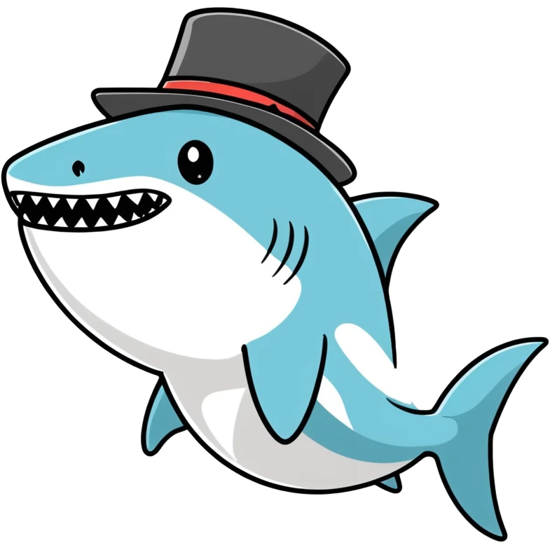 Shark with a top hat emoji