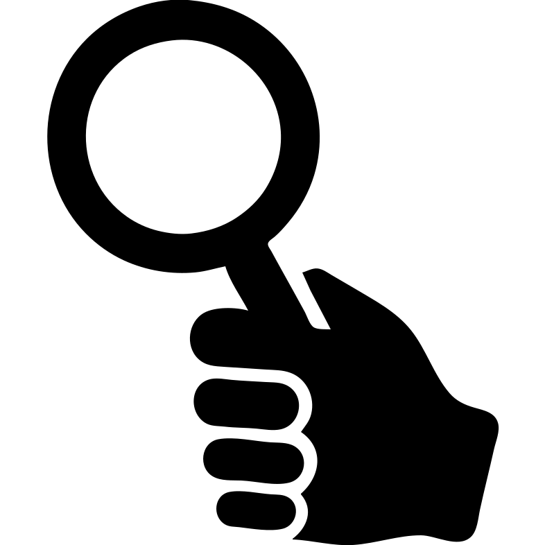 a hand holding a magnifying glass, clean icon style emoji