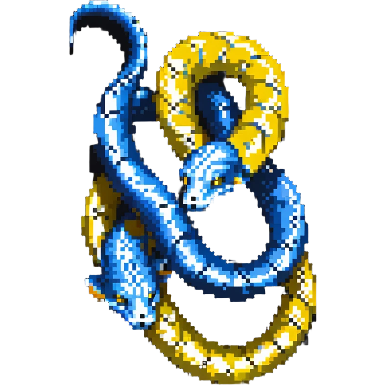 Python programming language logo with blue and yellow intertwined snakes emoji