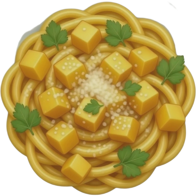 can you please make a really yummy looking pasta  with potatos and creamy sauce emoji