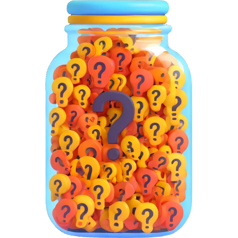 glass jar filled with question marks emoji