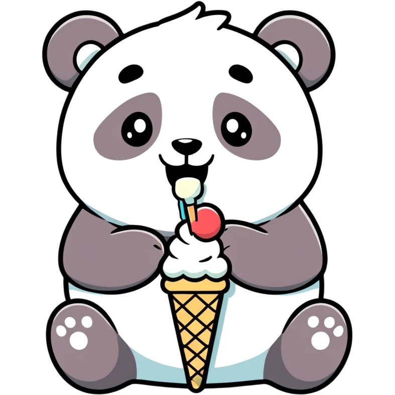 Panda eating ice cream emoji