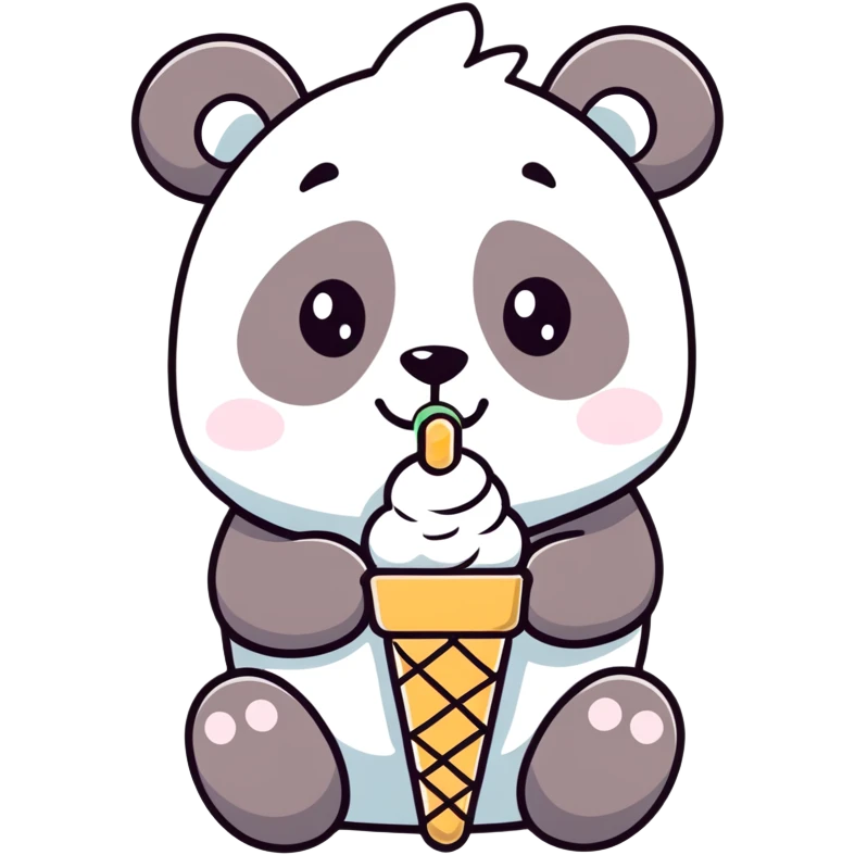 Panda eating ice cream emoji
