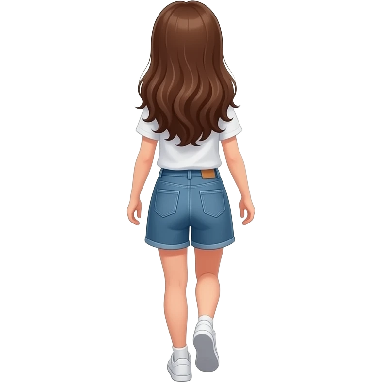 teen girl long hair, walking back into a room looking back emoji