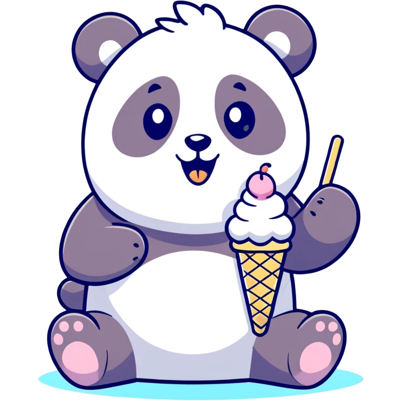 Panda eating ice cream emoji