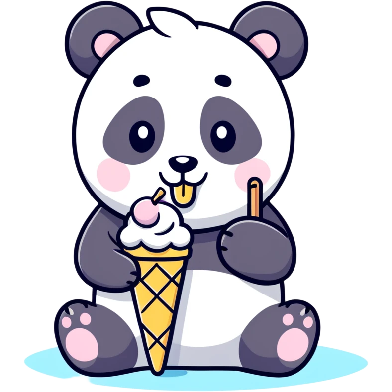 Panda eating ice cream emoji